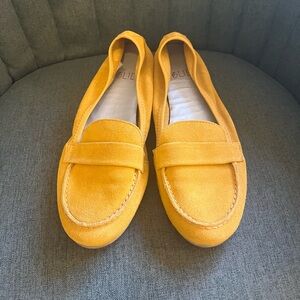 Chic Yellow Women's Leather Loafers